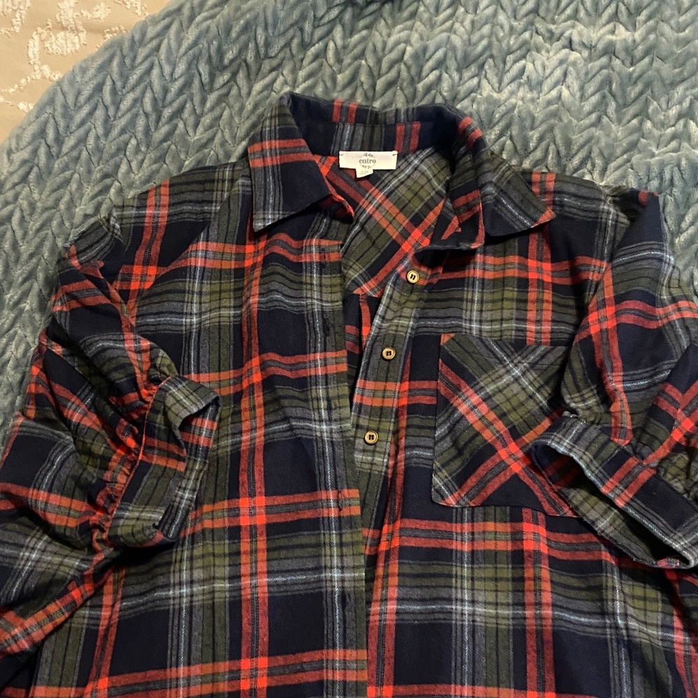 Navy and Red Plaid Shirt